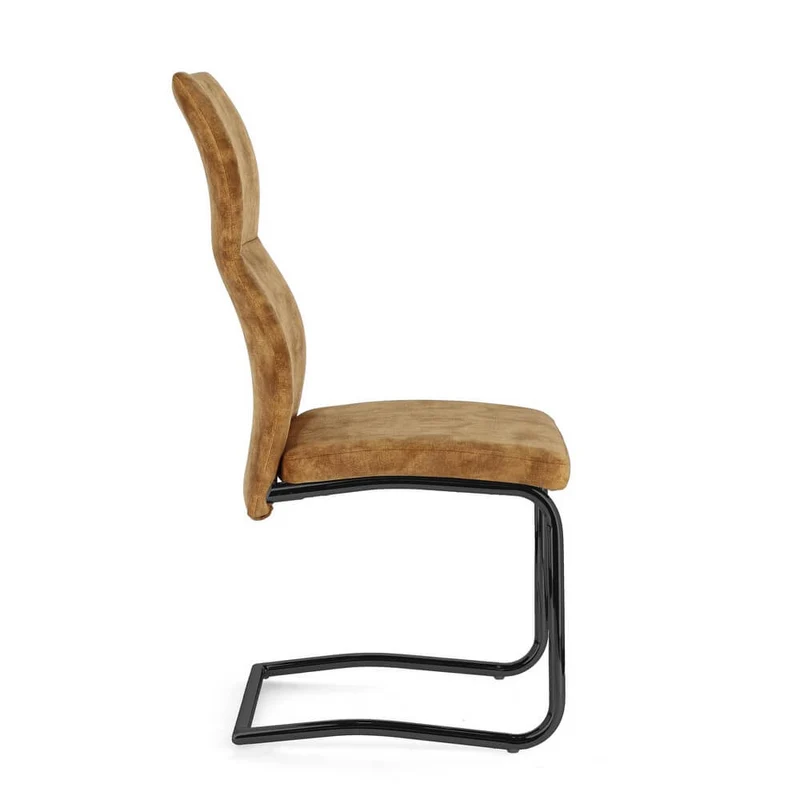 Set di 4 Sedie Imbottite in Velluto con Gambe in Acciaio - ASHER