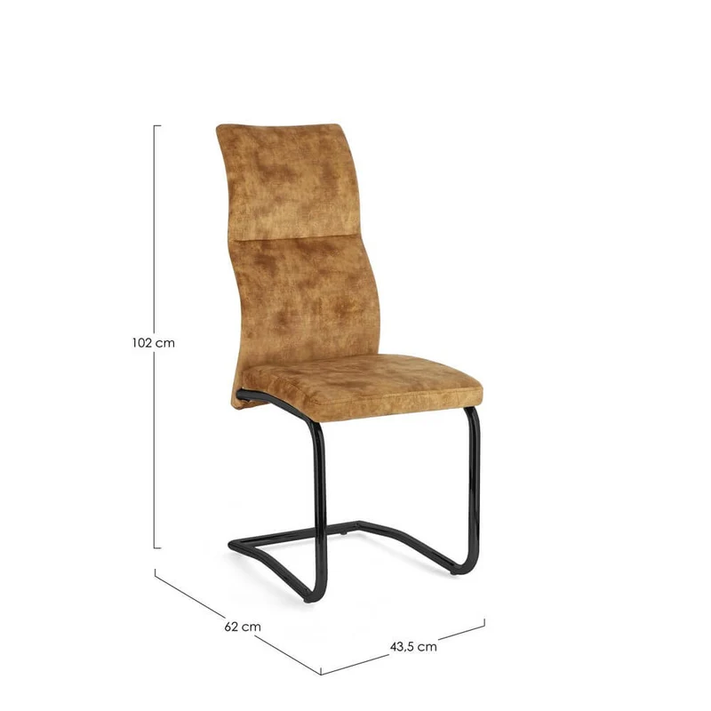 Set di 4 Sedie Imbottite in Velluto con Gambe in Acciaio - ASHER