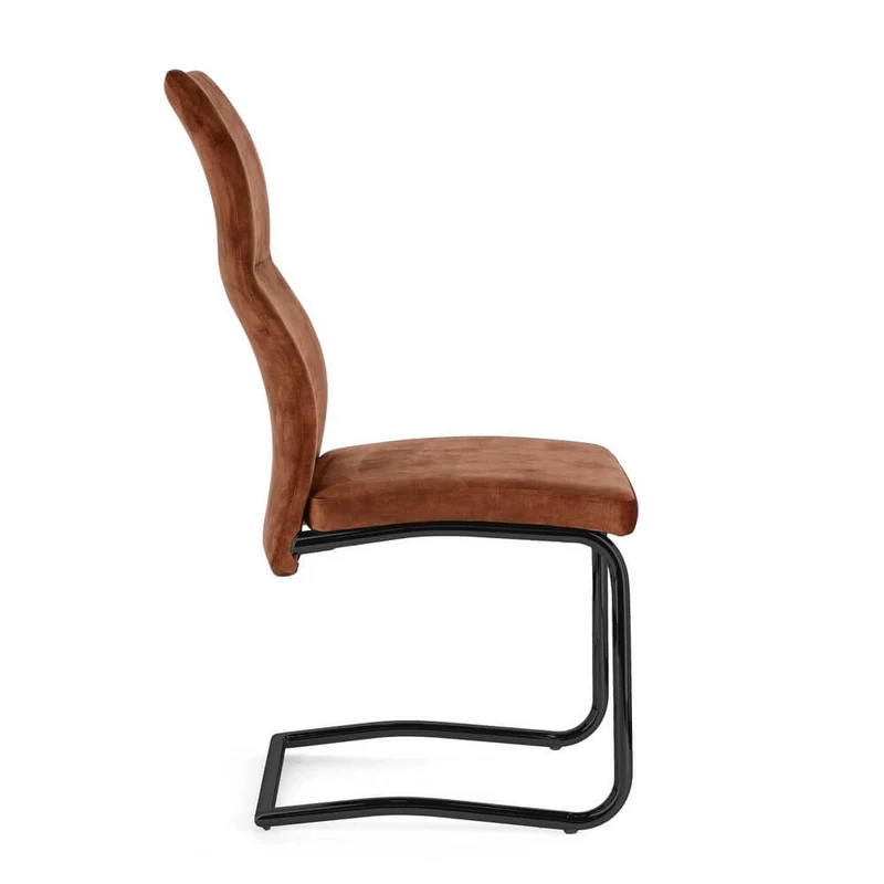 Set di 4 Sedie Imbottite in Velluto con Gambe in Acciaio - ASHER