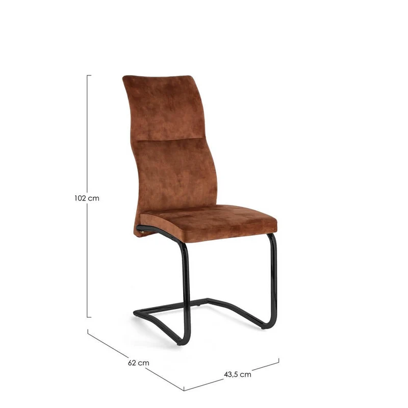 Set di 4 Sedie Imbottite in Velluto con Gambe in Acciaio - ASHER