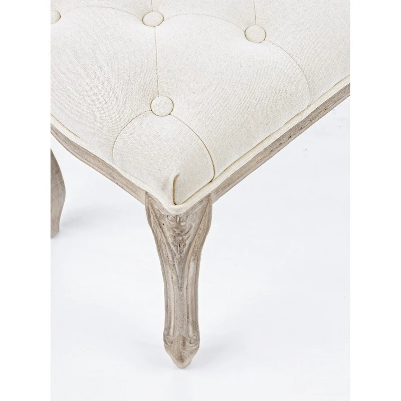 Panca imbottita in tessuto con gambe in legno stile classico - ARIANNA