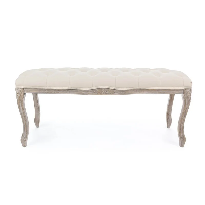 Panca imbottita in tessuto con gambe in legno stile classico - ARIANNA