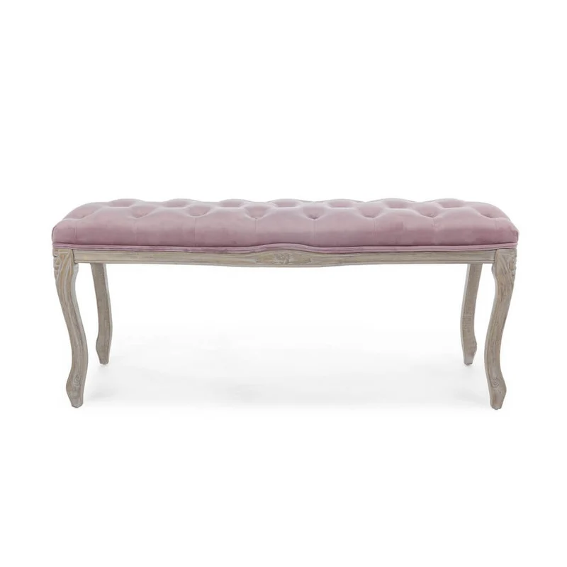 Panca imbottita in tessuto con gambe in legno stile classico - ARIANNA