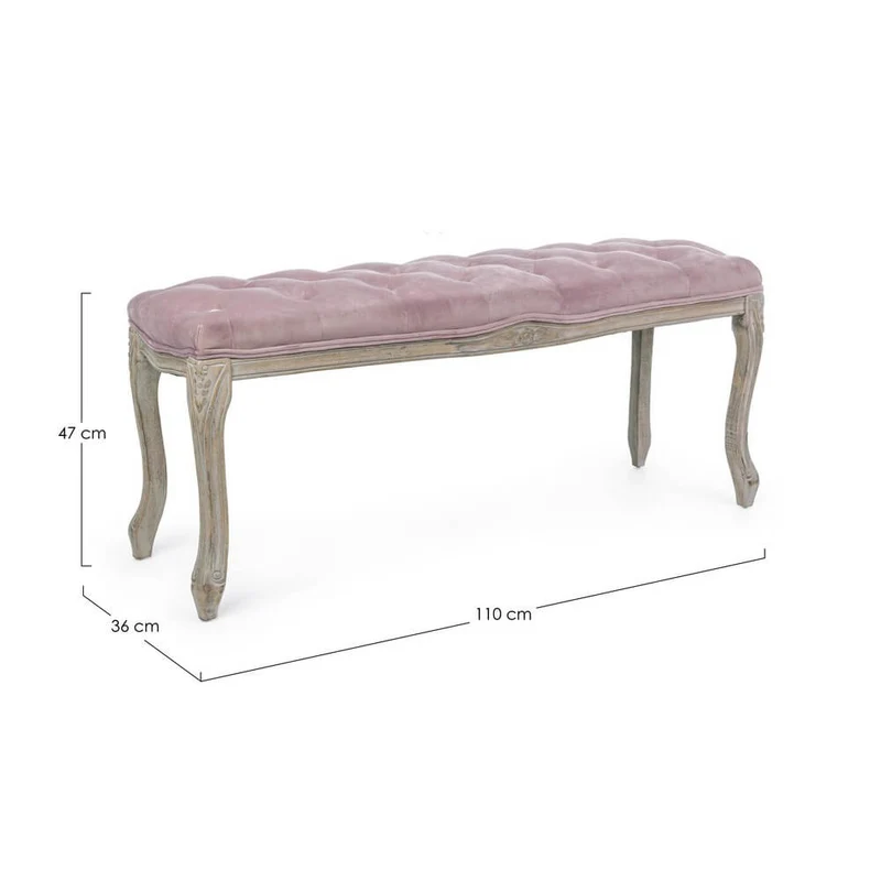Panca imbottita in tessuto con gambe in legno stile classico - ARIANNA