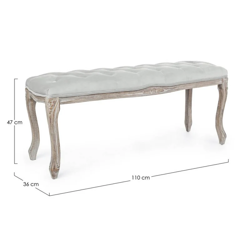 Panca imbottita in tessuto con gambe in legno stile classico - ARIANNA