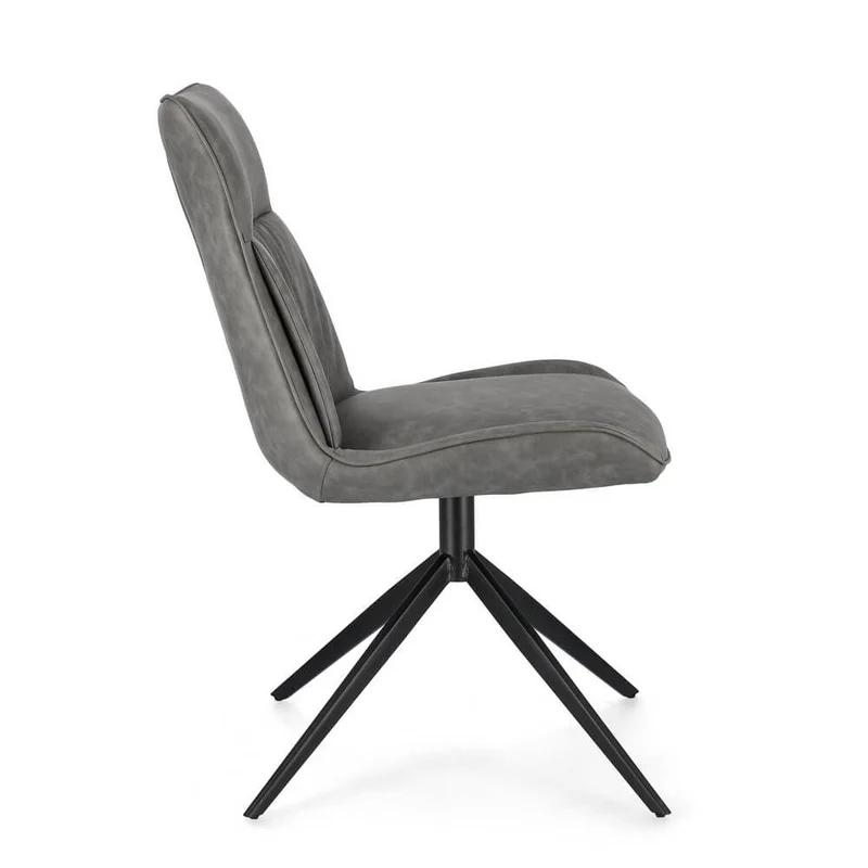 Set di 2 Sedie Imbottite in Similpelle con Gambe in Acciaio - ARIA