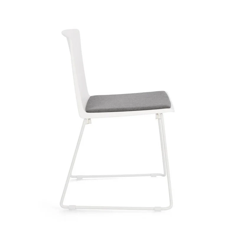 Set di 4 Sedie Impilabili con Seduta Imbottita e Gambe in Acciaio - AMARA