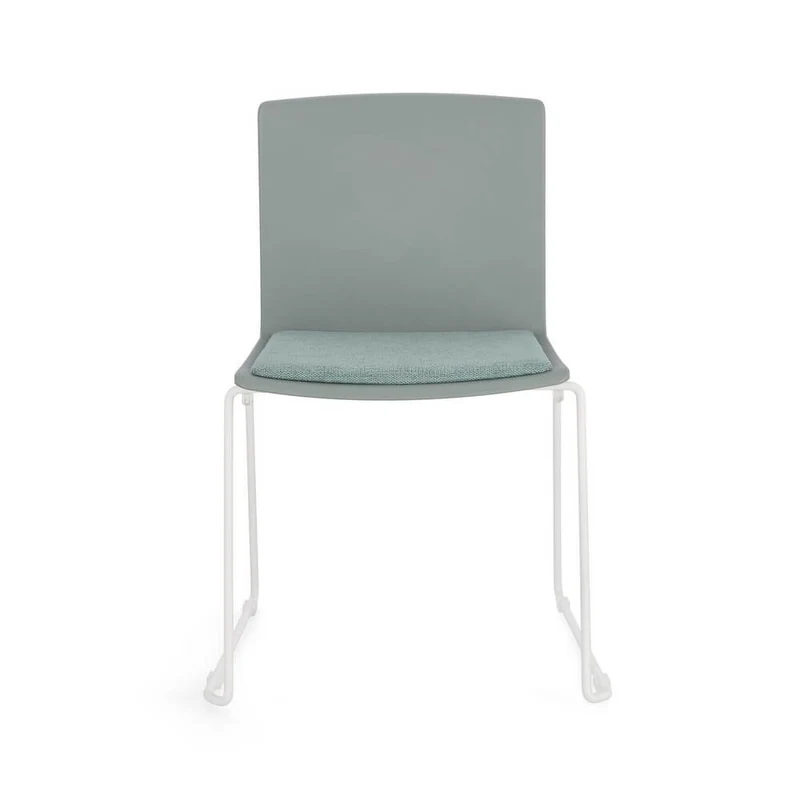 Set di 4 Sedie Impilabili con Seduta Imbottita e Gambe in Acciaio - AMARA
