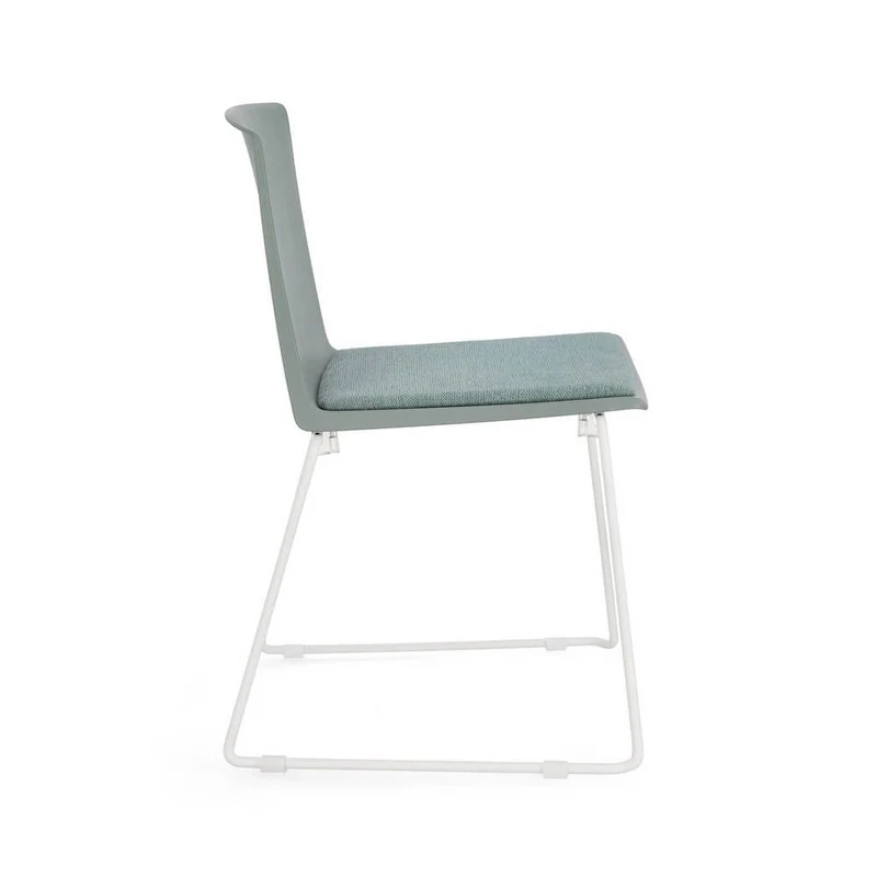 Set di 4 Sedie Impilabili con Seduta Imbottita e Gambe in Acciaio - AMARA