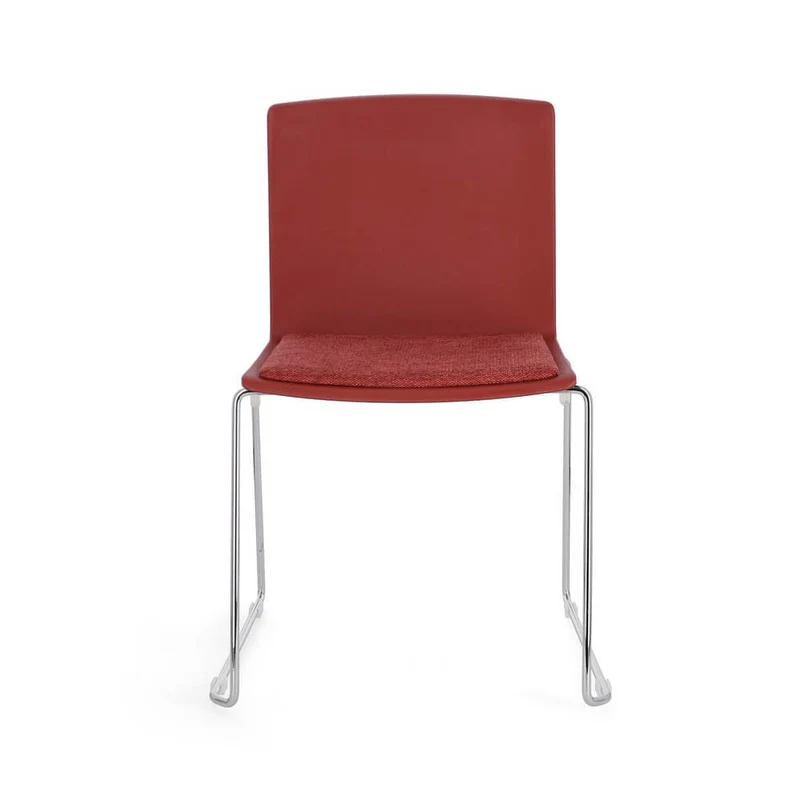 Set di 4 Sedie Impilabili con Seduta Imbottita e Gambe in Acciaio - AMARA