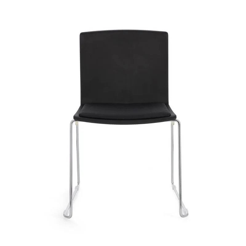 Set di 4 Sedie Impilabili con Seduta Imbottita e Gambe in Acciaio - AMARA