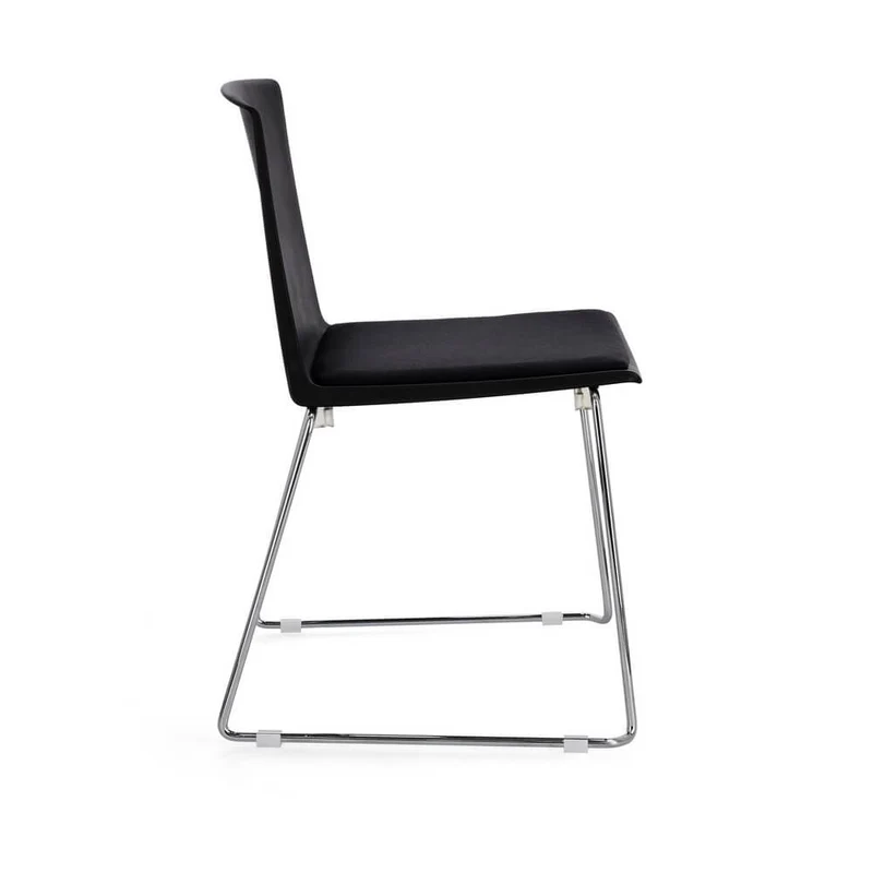 Set di 4 Sedie Impilabili con Seduta Imbottita e Gambe in Acciaio - AMARA