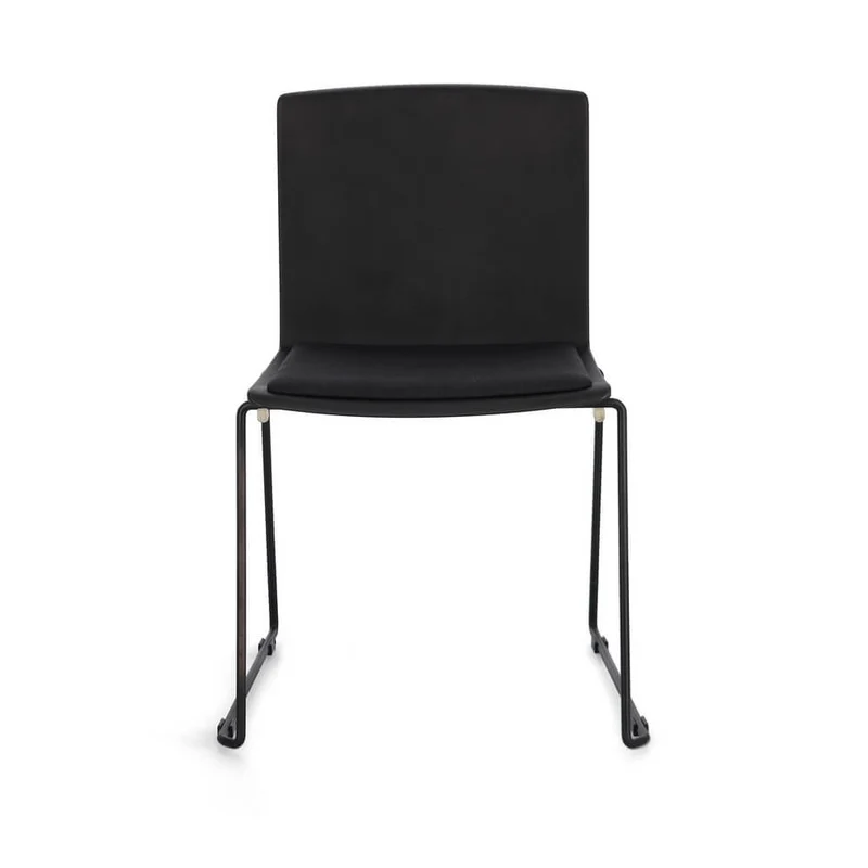 Set di 4 Sedie Impilabili con Seduta Imbottita e Gambe in Acciaio - AMARA