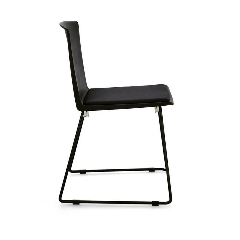 Set di 4 Sedie Impilabili con Seduta Imbottita e Gambe in Acciaio - AMARA