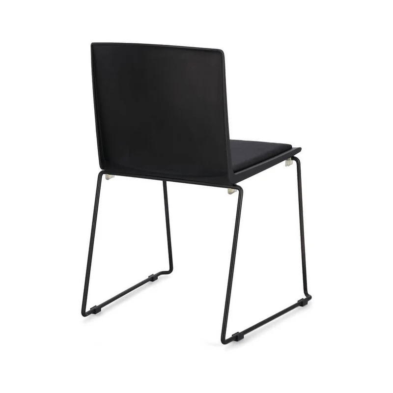 Set di 4 Sedie Impilabili con Seduta Imbottita e Gambe in Acciaio - AMARA