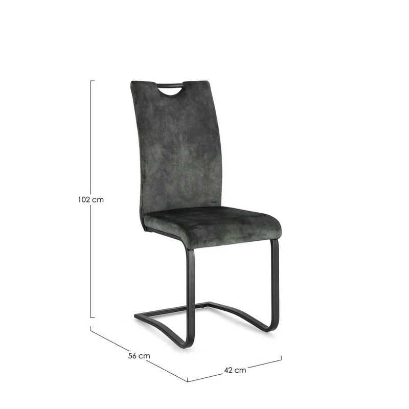 Set di 4 Sedie da Pranzo in Velluto con Gambe in Acciaio - AIMEE