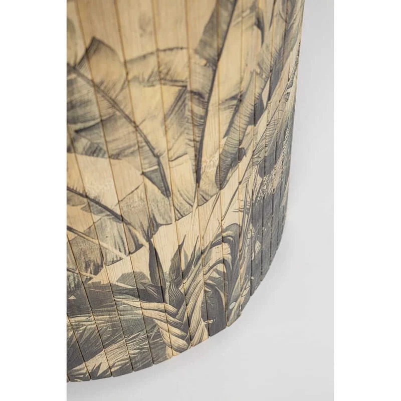 Tavolino rotondo in bambù con stampa foglie tropicali 40x40 cm - NIPPON BAMBOO