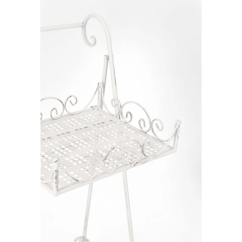 Set di 4 Porta Fiori in Ferro Bianco con 2 Piani e Ruote Stile Romantico - IRENE