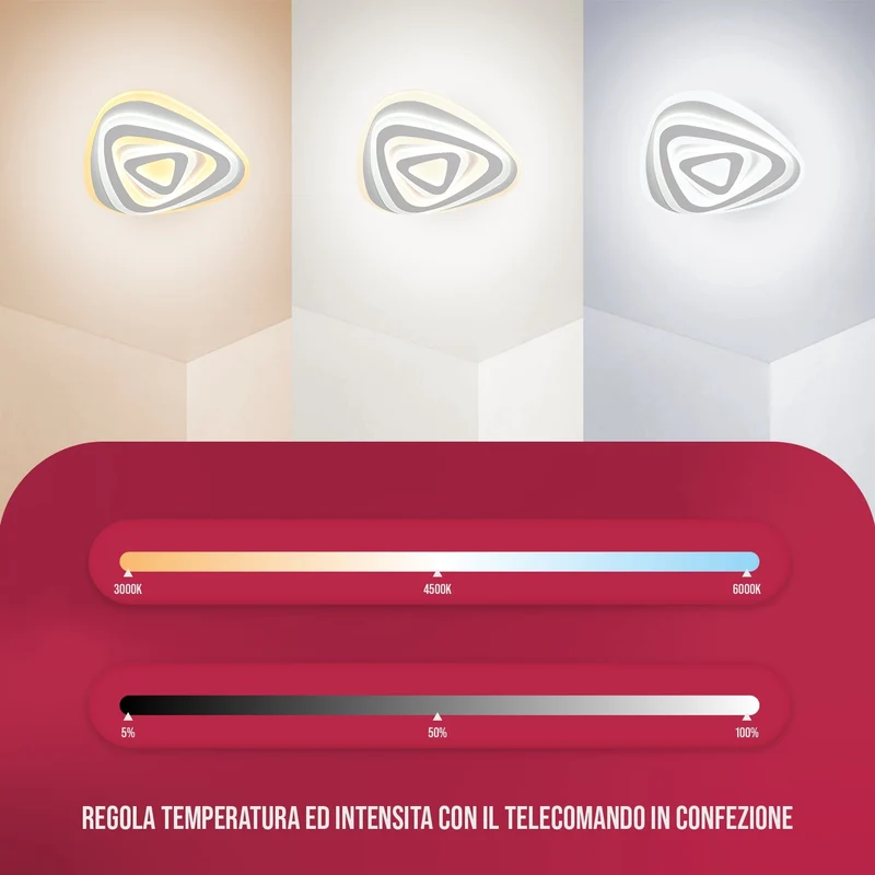 BUYBUY Lampadario LED 90W, Telecomando 2.4G, Luce Regolabile 6300lm BBLED020