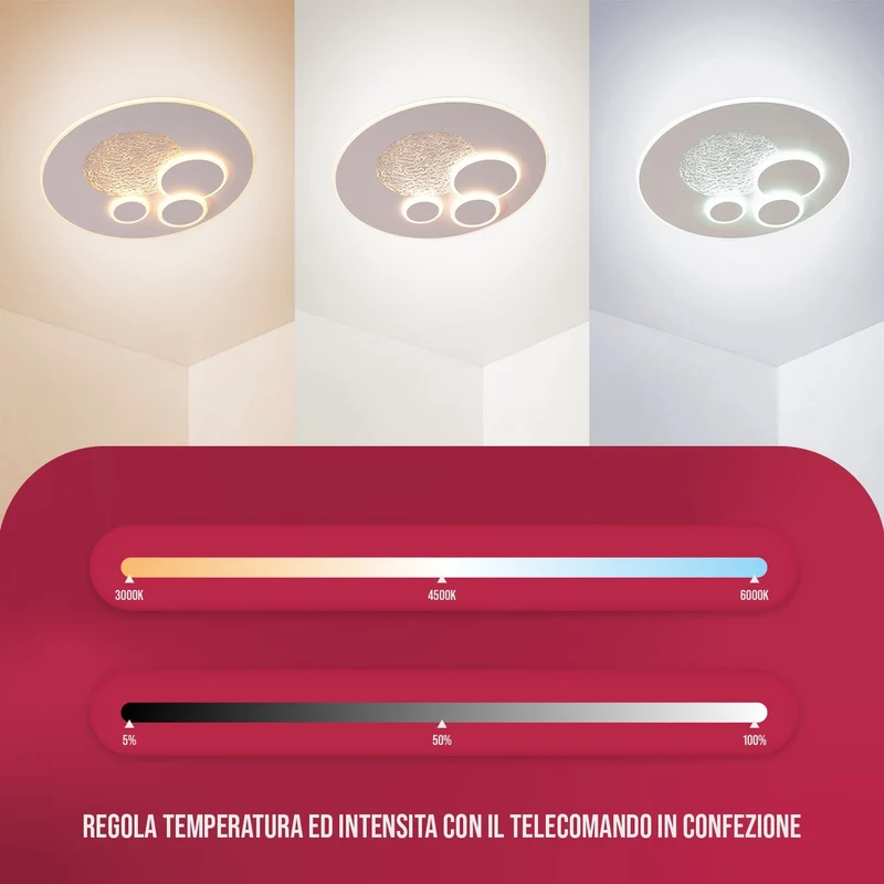 BUYBUY Lampadario LED 60W, Telecomando 2.4G, Luce Regolabile 2100lm BBLED001