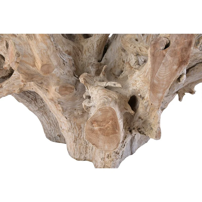 Tavolo Rotondo di lusso in radice di teak e cristallo Scultoreo
