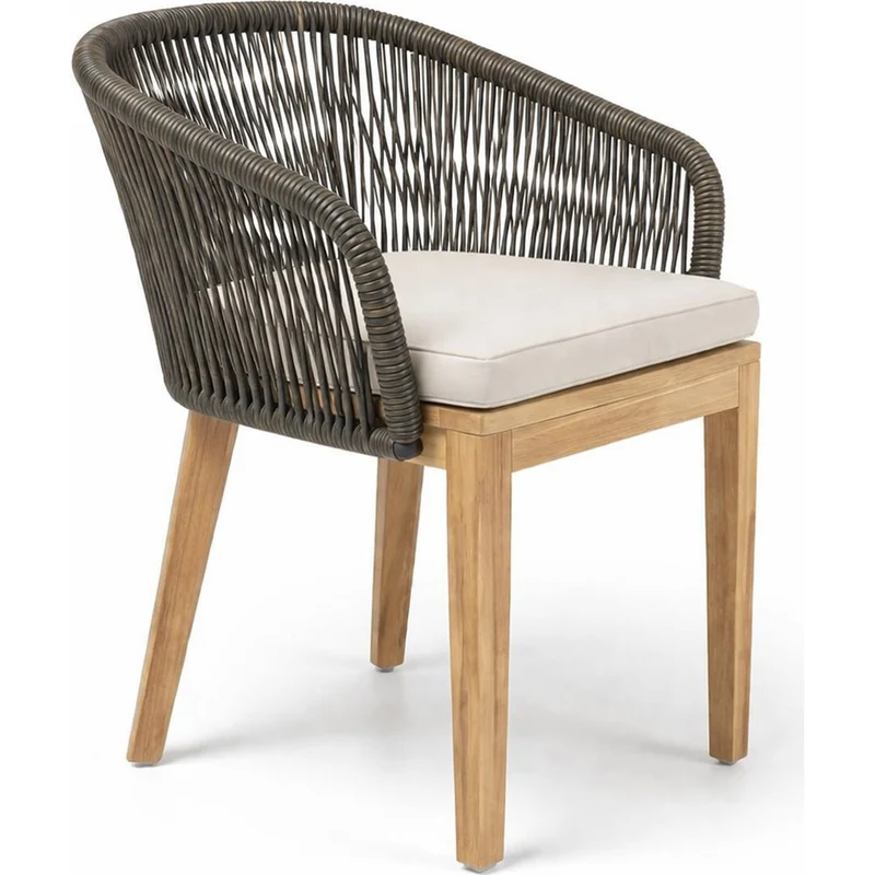 Sedia outdoor teak e corda Cappuccino design Dakota