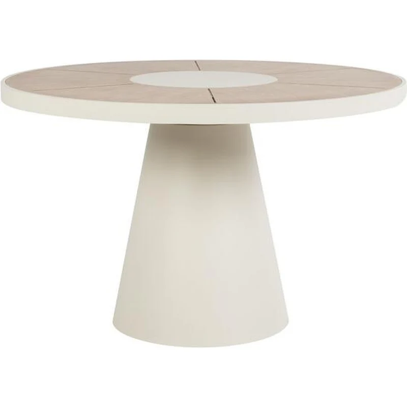Tavolo outdoor rotondo alluminio effetto legno Zenit