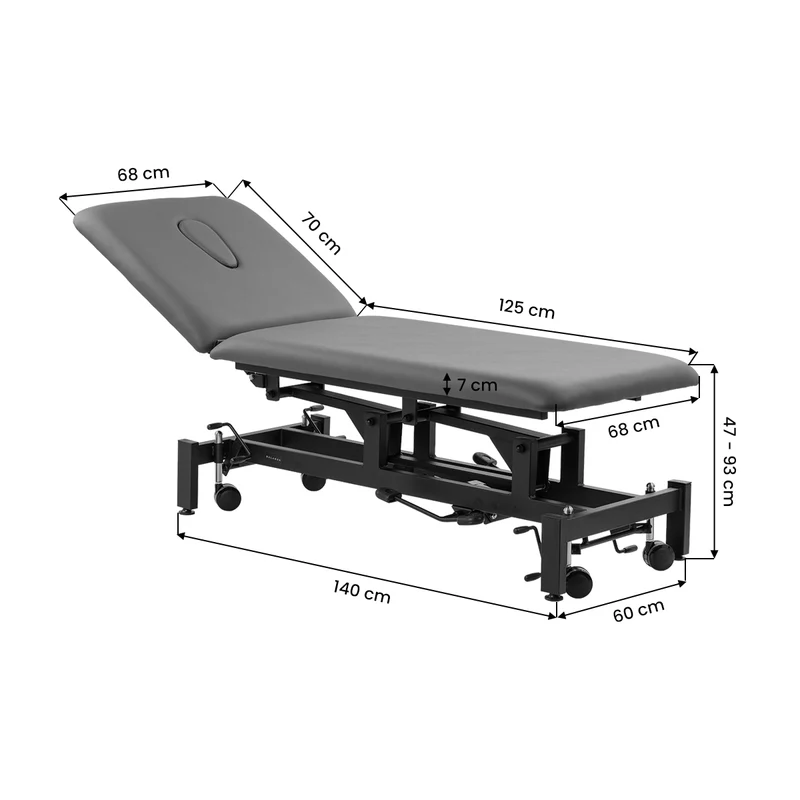 Lettino Riabilitativo Idraulico per Massaggio e Fisioterapia | SOLIDUM 5 (Grigio)