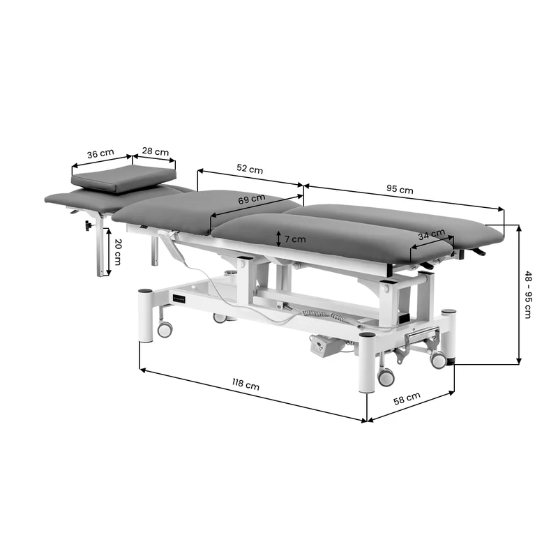 Lettino Riabilitazione Elettrico Fisioterapia e Massaggio | BALANCE ESO PRO (Grigio)