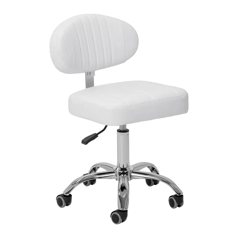 Sgabello Estetica Ergonomico con Schienale | GIOVANNI Y08 (Bianco)