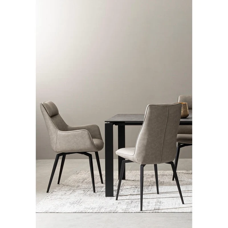 Set di 2 sedie da pranzo in similpelle con gambe in acciaio - MILES