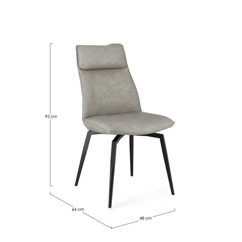 Set di 2 sedie da pranzo in similpelle con gambe in acciaio - MILES