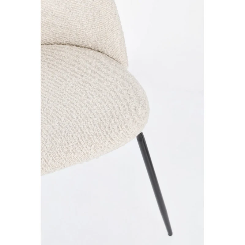 Set di 4 Sedie Imbottite in Tessuto Bouclé con Gambe in Acciaio - GABRI