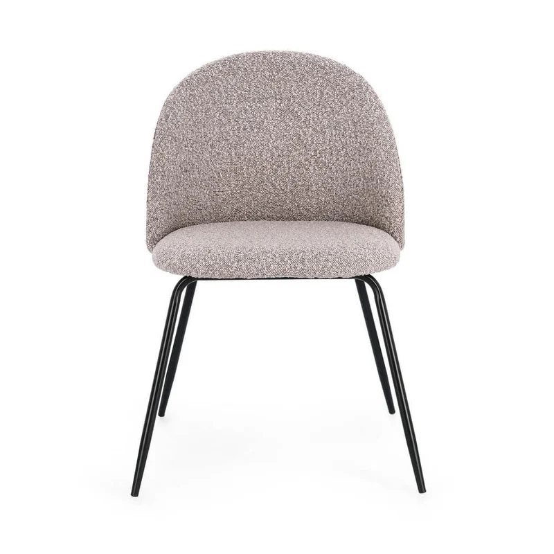 Set di 4 Sedie Imbottite in Tessuto Bouclé con Gambe in Acciaio - GABRI