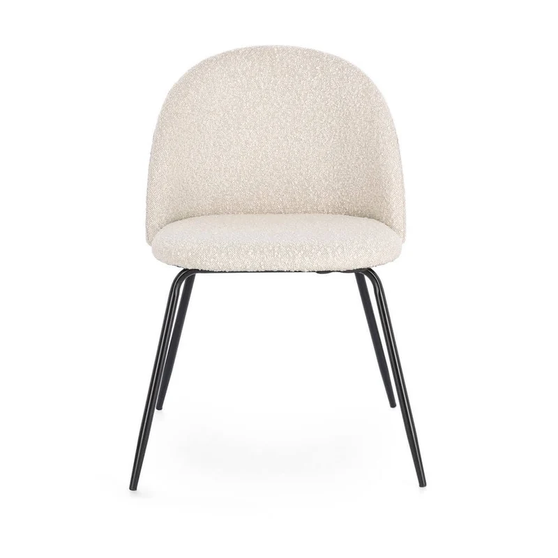 Set di 4 Sedie Imbottite in Tessuto Bouclé con Gambe in Acciaio - GABRI