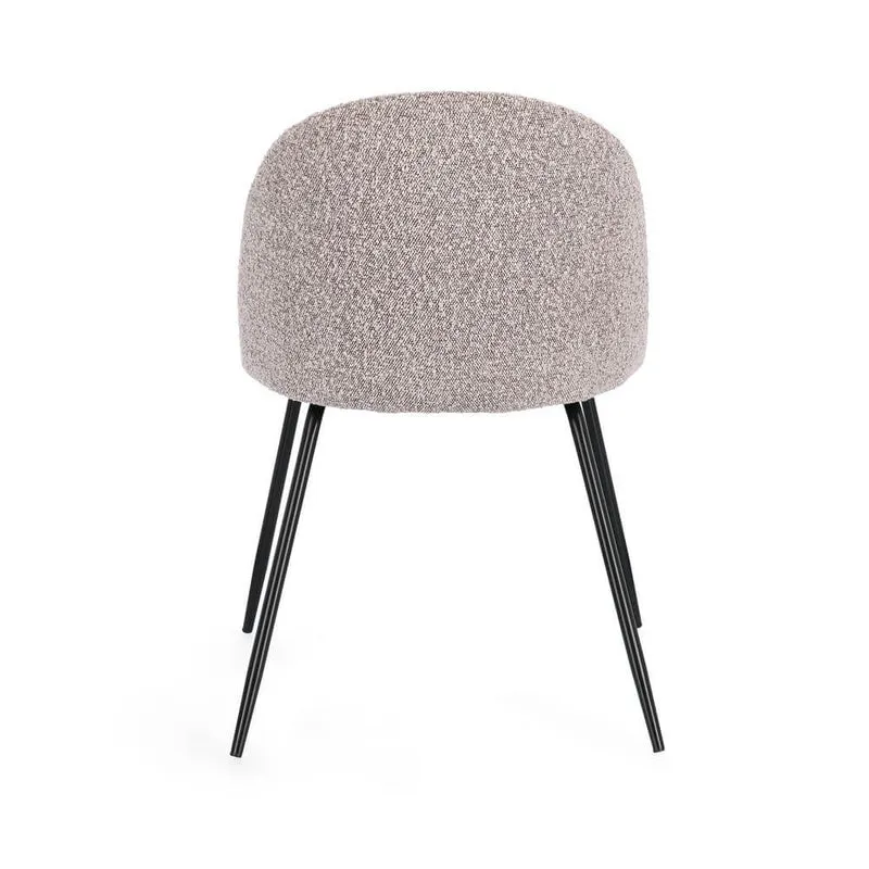 Set di 4 Sedie Imbottite in Tessuto Bouclé con Gambe in Acciaio - GABRI