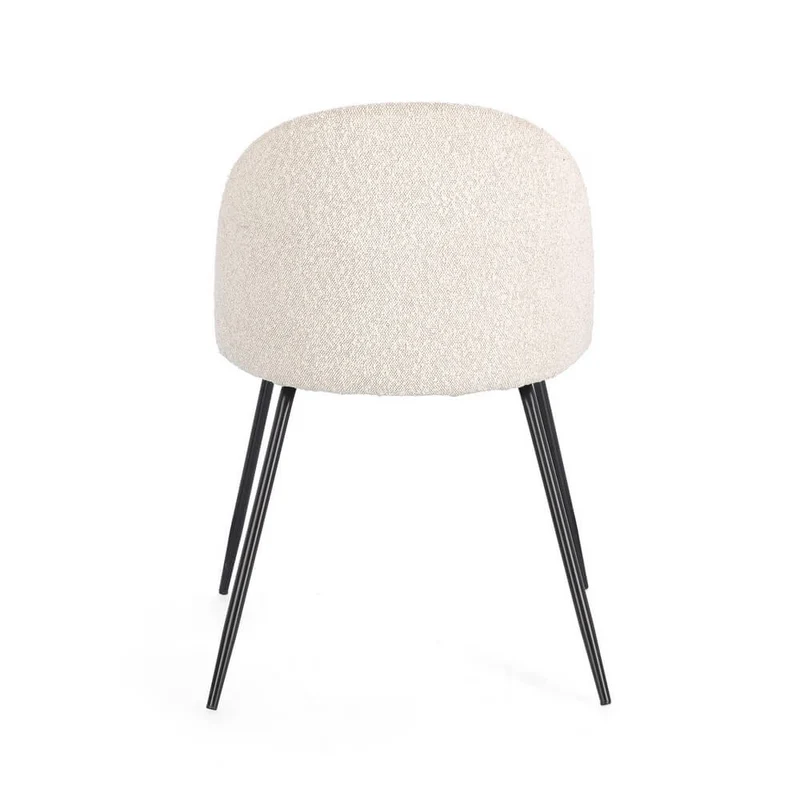 Set di 4 Sedie Imbottite in Tessuto Bouclé con Gambe in Acciaio - GABRI