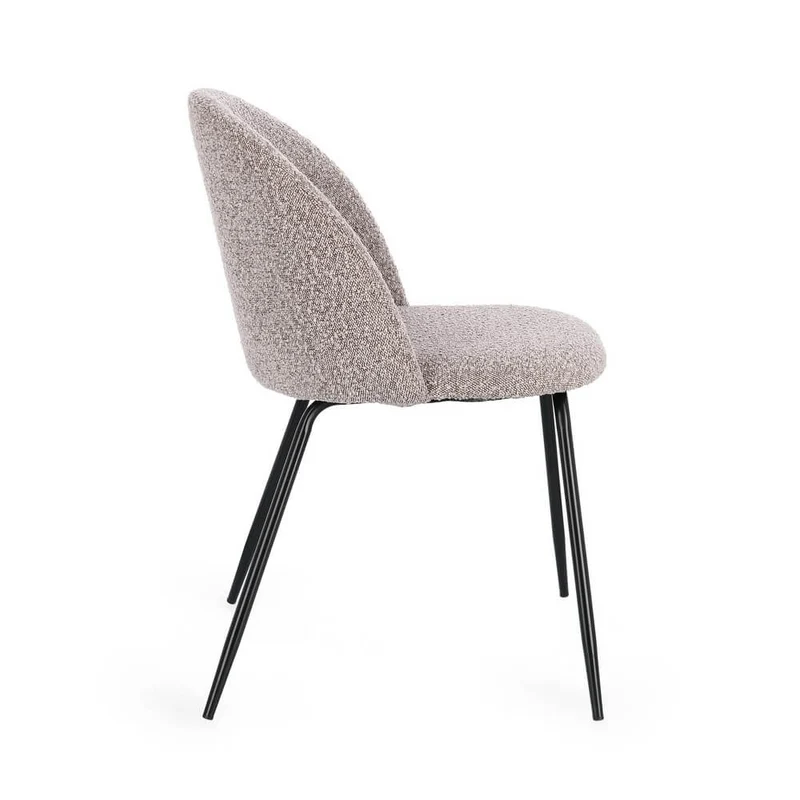 Set di 4 Sedie Imbottite in Tessuto Bouclé con Gambe in Acciaio - GABRI