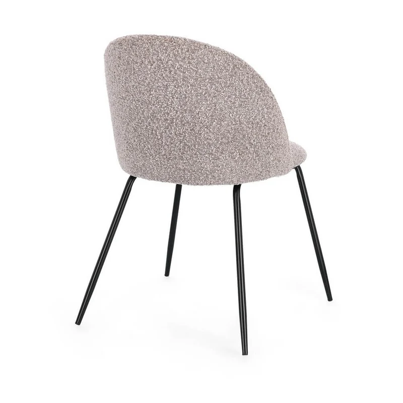 Set di 4 Sedie Imbottite in Tessuto Bouclé con Gambe in Acciaio - GABRI