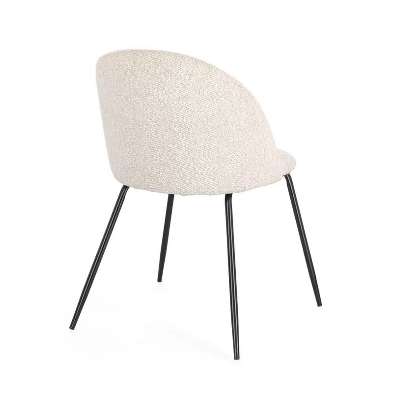 Set di 4 Sedie Imbottite in Tessuto Bouclé con Gambe in Acciaio - GABRI