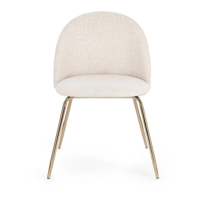 Set di 4 Sedie Imbottite in Tessuto Bouclé con Gambe in Acciaio - GABRI