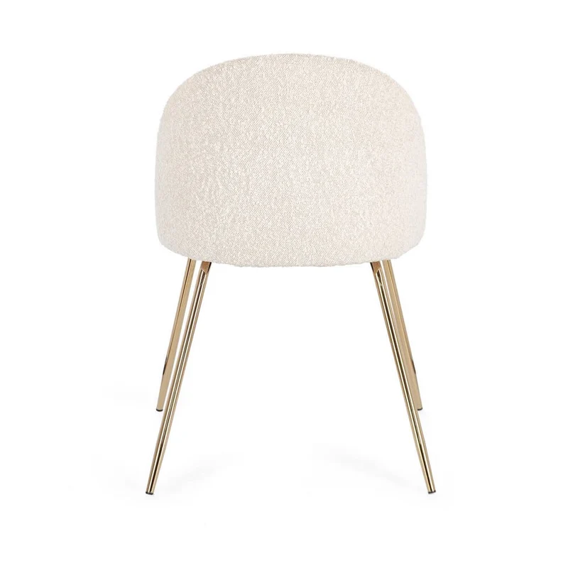 Set di 4 Sedie Imbottite in Tessuto Bouclé con Gambe in Acciaio - GABRI