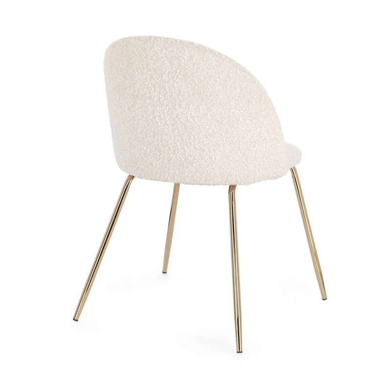 Set di 4 Sedie Imbottite in Tessuto Bouclé con Gambe in Acciaio - GABRI