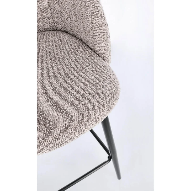 Set di 2 Sgabelli da Cucina Imbottiti in Tessuto Bouclé con Gambe in Acciaio - FELICIA