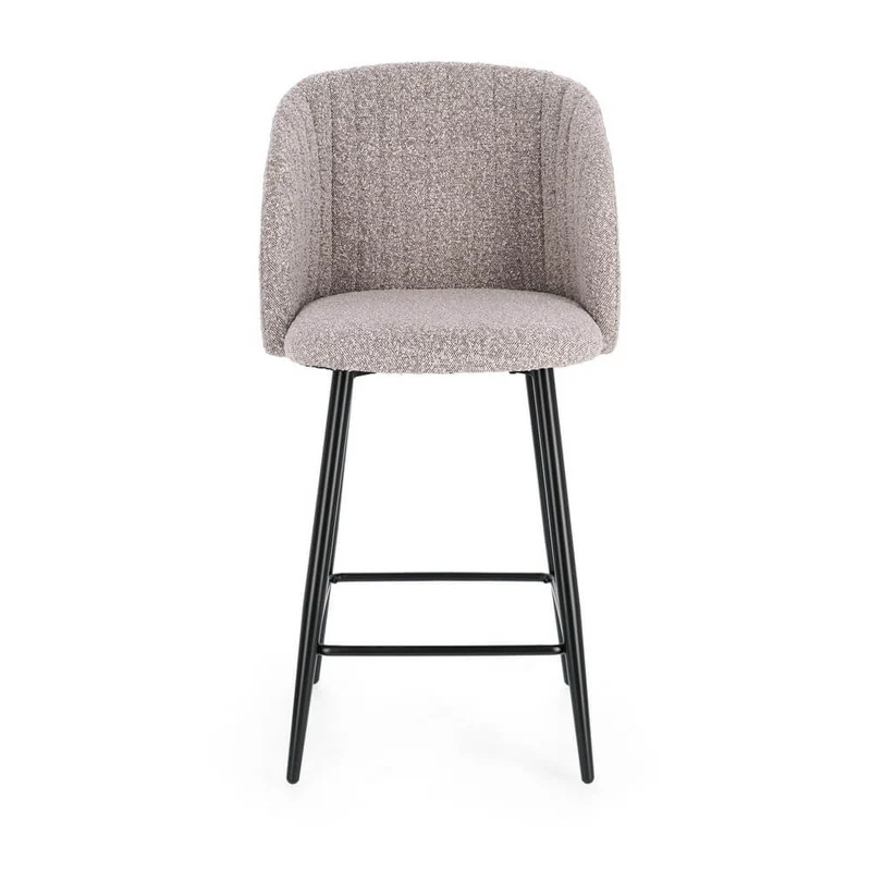 Set di 2 Sgabelli da Cucina Imbottiti in Tessuto Bouclé con Gambe in Acciaio - FELICIA