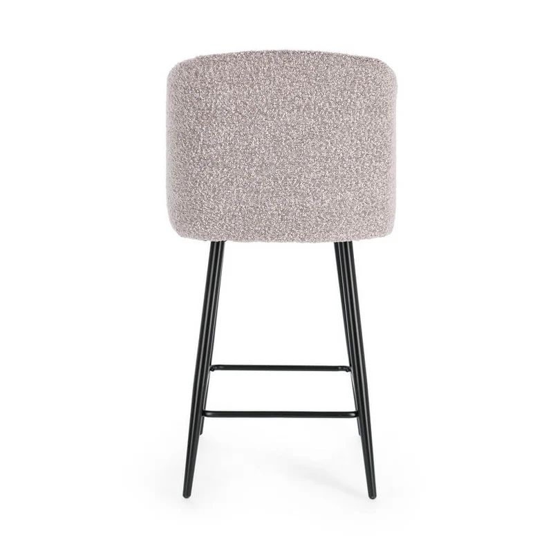 Set di 2 Sgabelli da Cucina Imbottiti in Tessuto Bouclé con Gambe in Acciaio - FELICIA