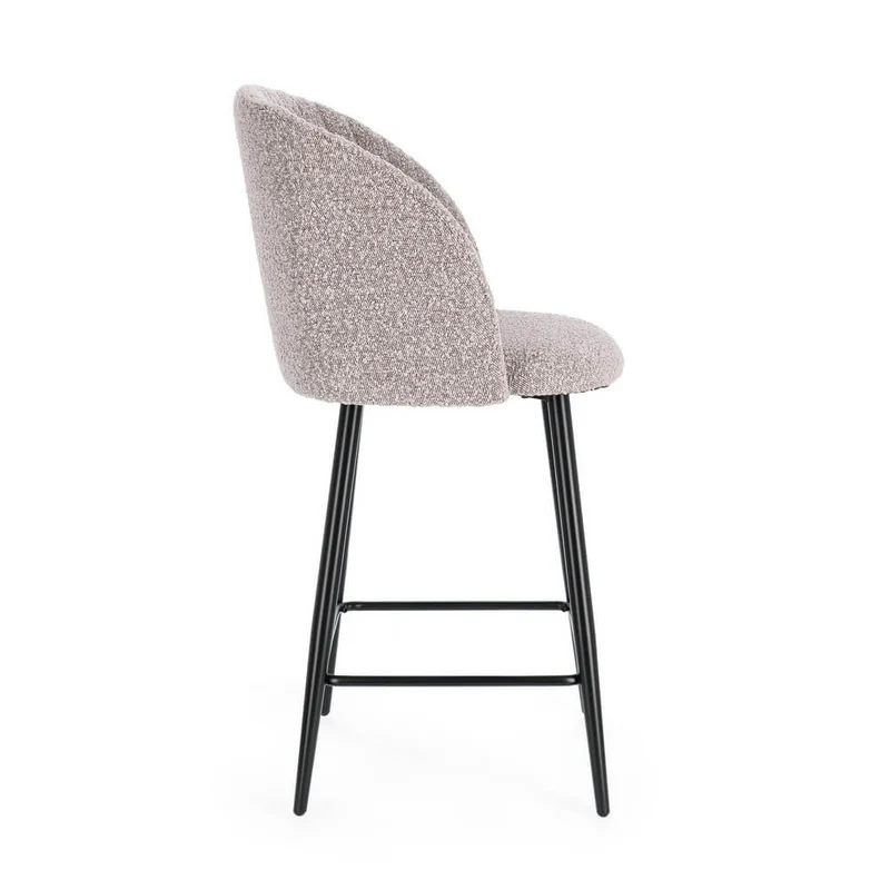 Set di 2 Sgabelli da Cucina Imbottiti in Tessuto Bouclé con Gambe in Acciaio - FELICIA