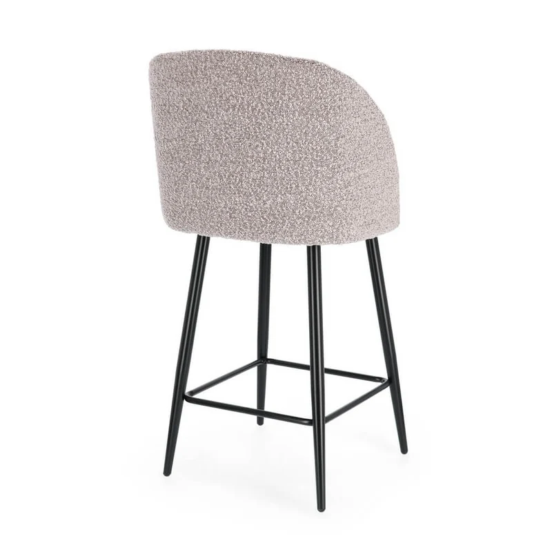 Set di 2 Sgabelli da Cucina Imbottiti in Tessuto Bouclé con Gambe in Acciaio - FELICIA