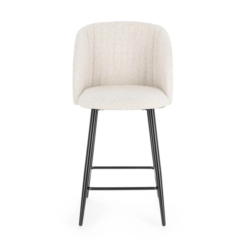 Set di 2 Sgabelli da Cucina Imbottiti in Tessuto Bouclé con Gambe in Acciaio - FELICIA