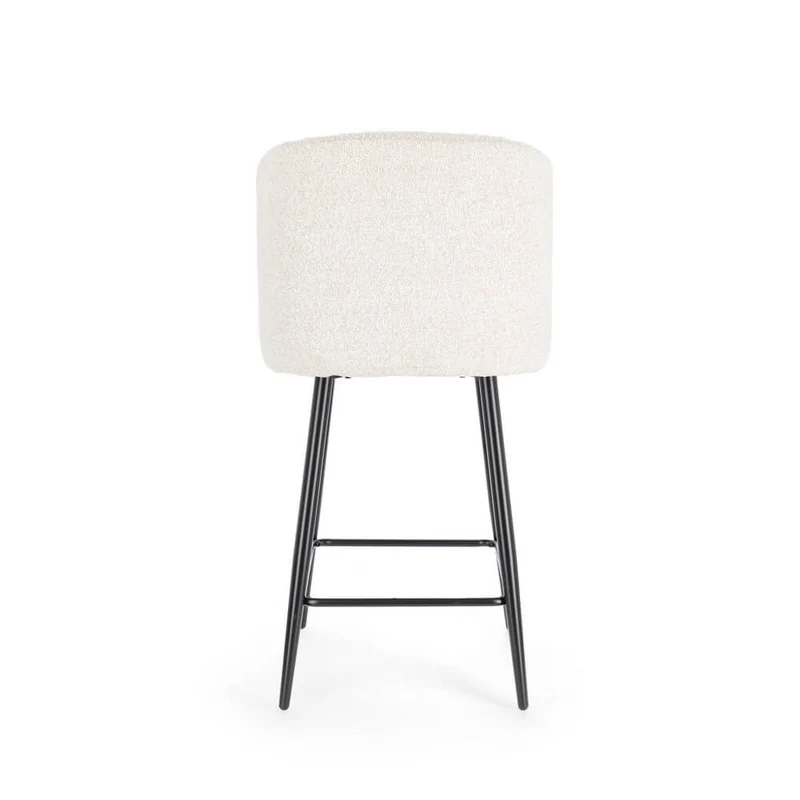 Set di 2 Sgabelli da Cucina Imbottiti in Tessuto Bouclé con Gambe in Acciaio - FELICIA